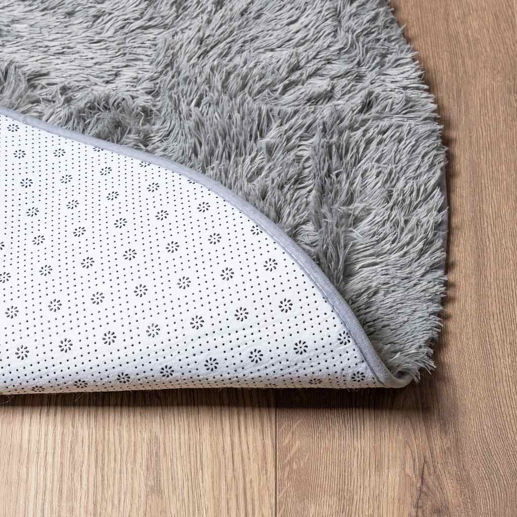 Tapis shaggy à poils longs NAVARRA Gris clair 240x240 cm Polyester
