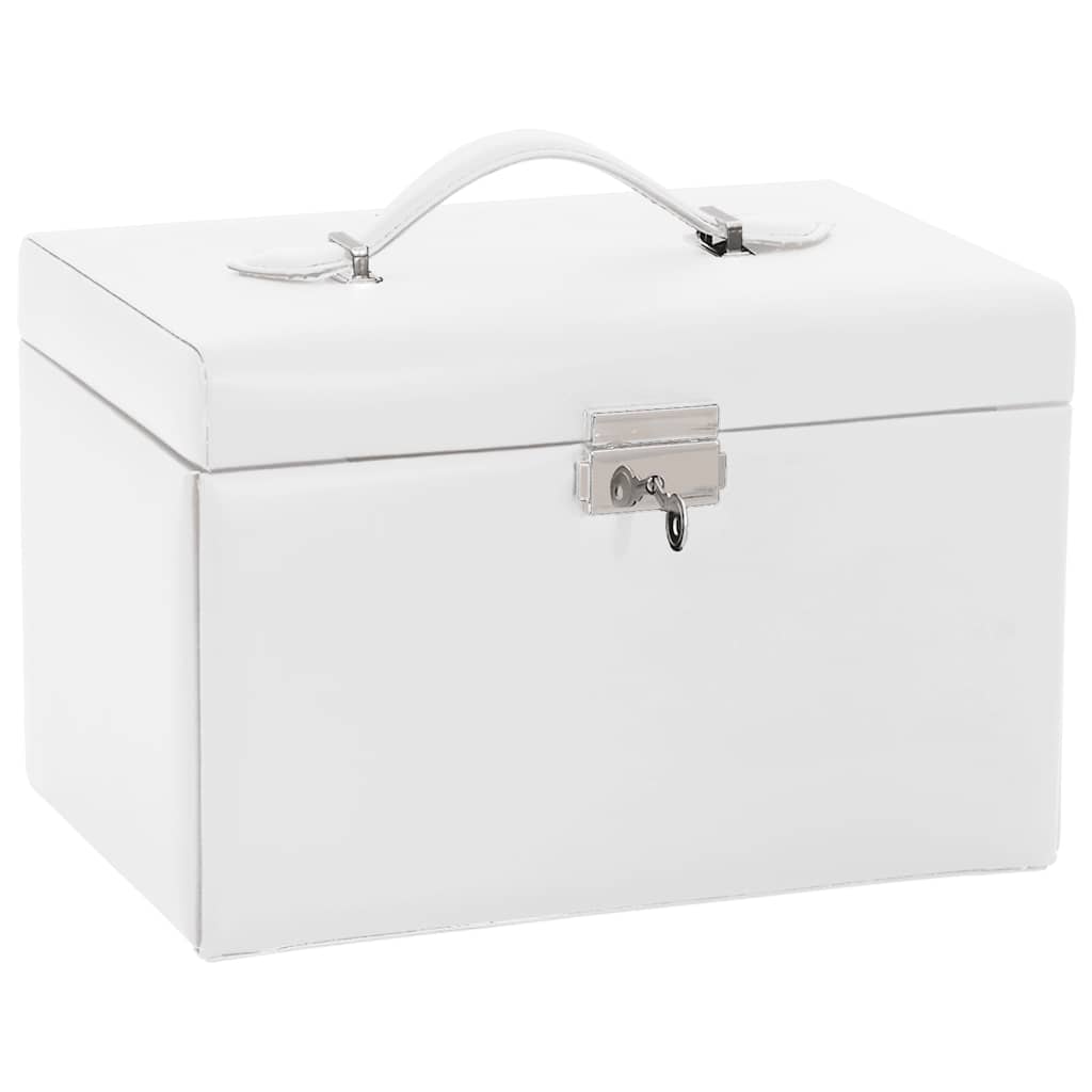 Boîte à Bijoux 3 Niveaux avec Miroir Verrouillable Blanc