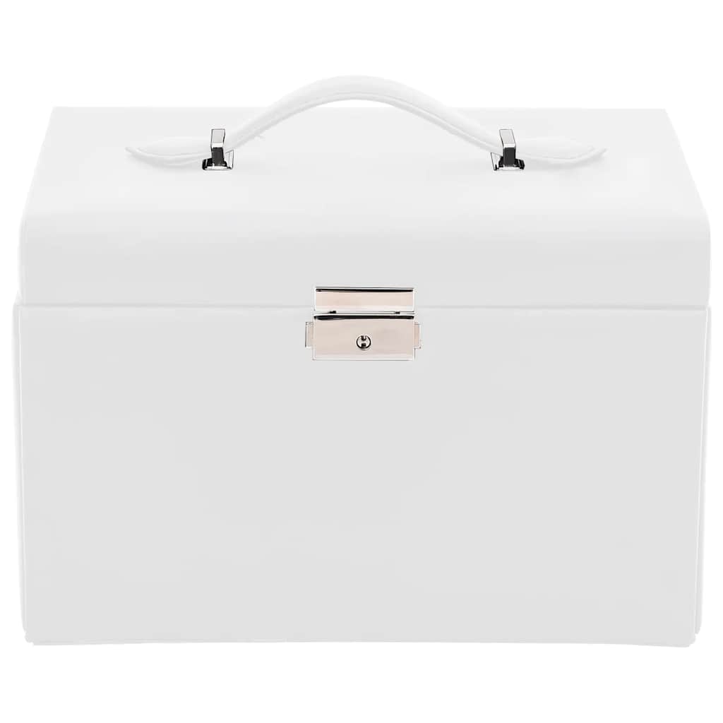 Boîte à Bijoux 3 Niveaux avec Miroir Verrouillable Blanc