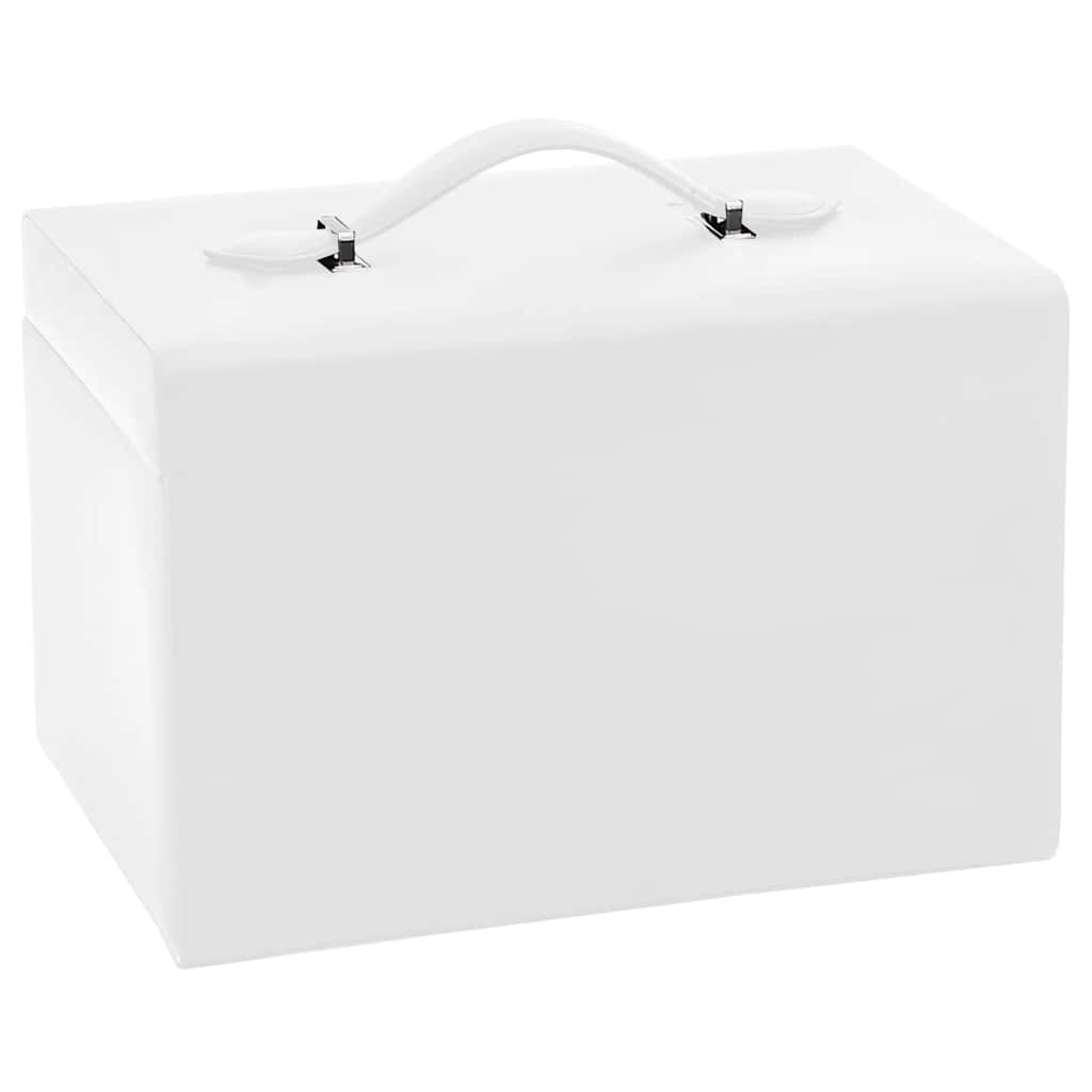 Boîte à Bijoux 3 Niveaux avec Miroir Verrouillable Blanc