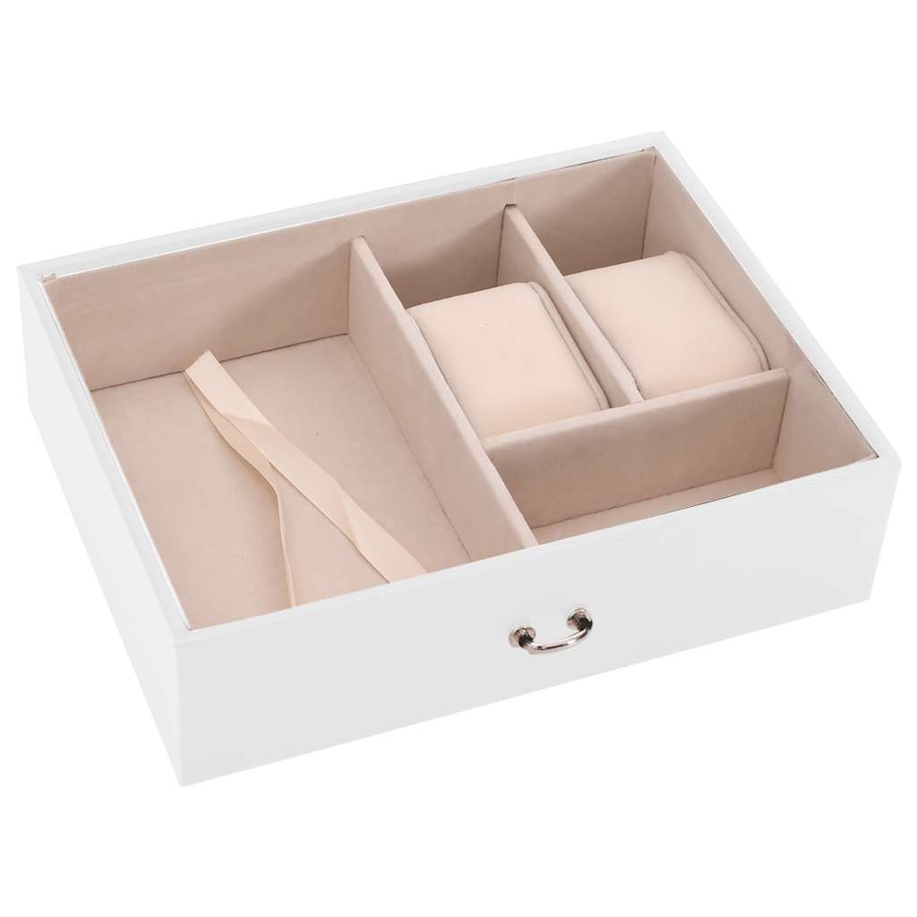 Boîte à Bijoux 3 Niveaux avec Miroir Verrouillable Blanc