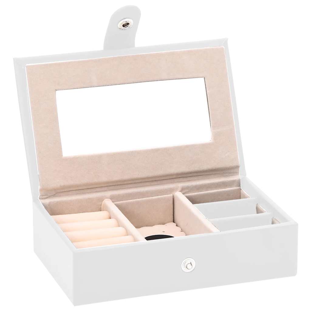 Boîte à Bijoux 3 Niveaux avec Miroir Verrouillable Blanc