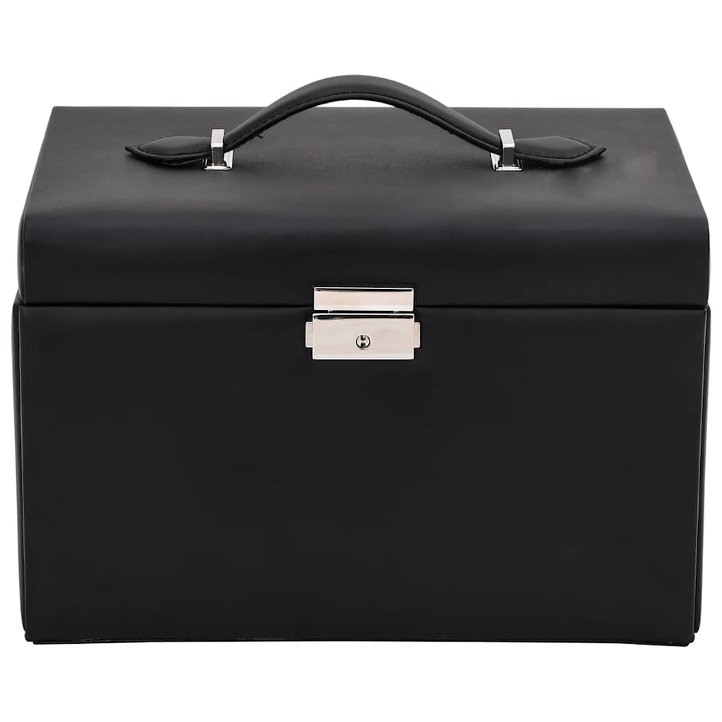 Boîte à bijoux 3 couches avec miroir Verrouillable Noir