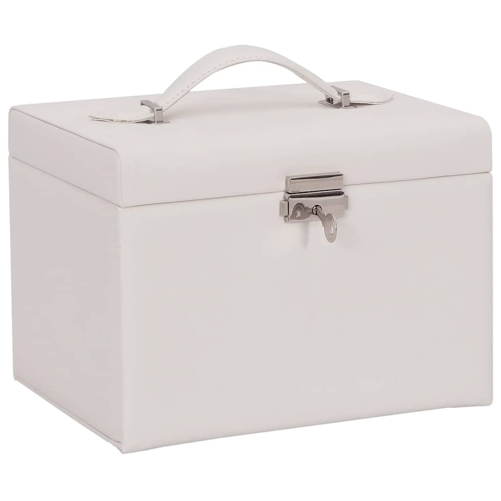 Boîte à bijoux 4 tiroirs avec miroir Verrouillable Blanc