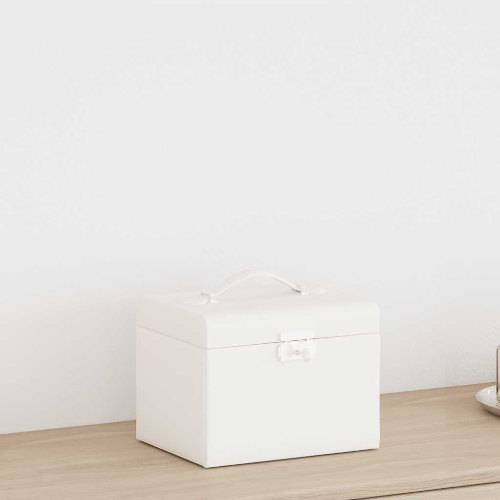 Boîte à bijoux 4 tiroirs avec miroir Verrouillable Blanc