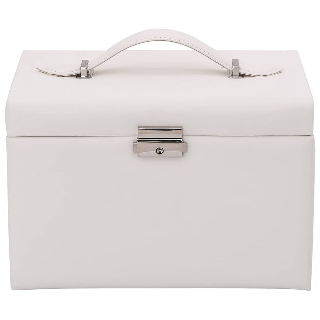 Boîte à bijoux 4 tiroirs avec miroir Verrouillable Blanc