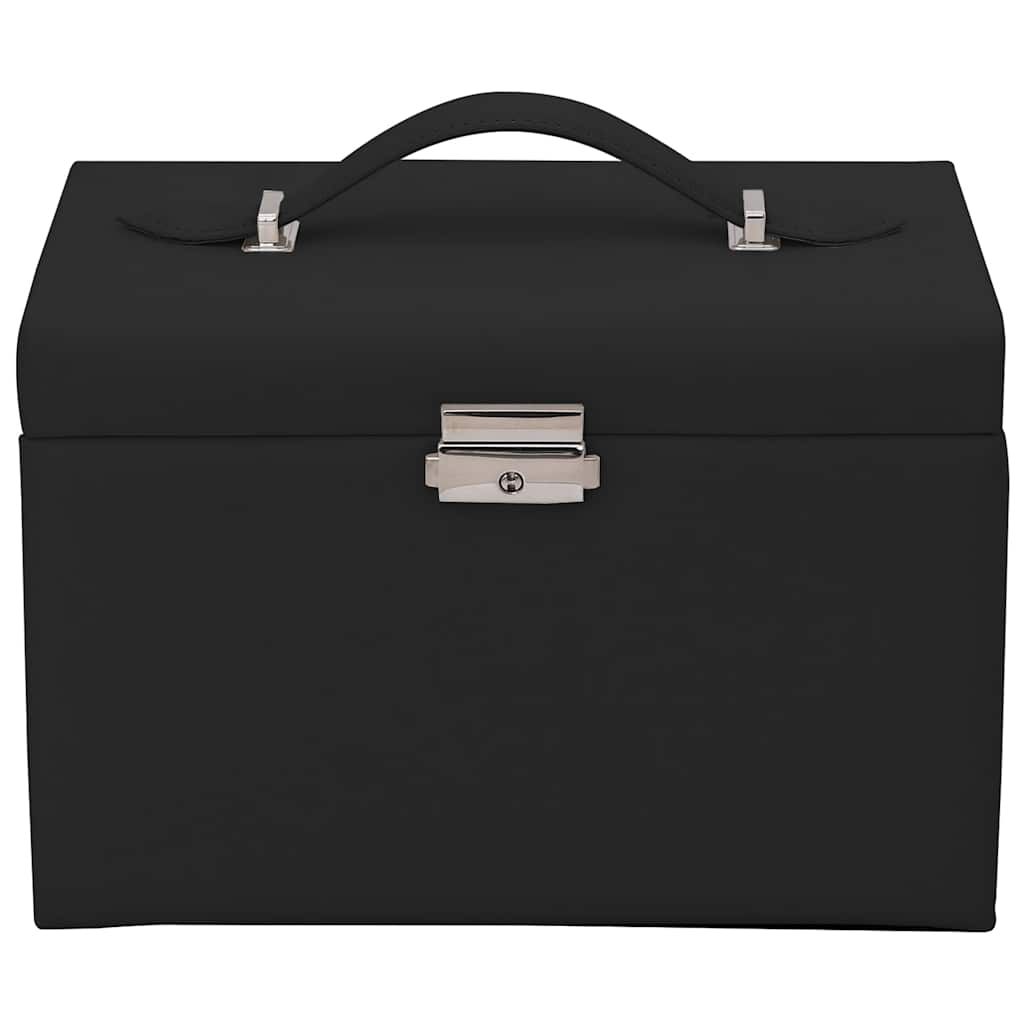 Boîte à bijoux 4 couches avec miroir Verrouillable Noir