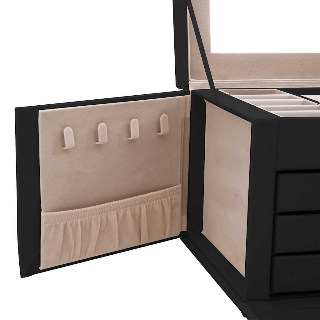Boîte à bijoux 4 couches avec miroir Verrouillable Noir