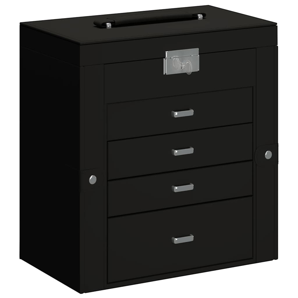 Boîte à bijoux 5 niveaux avec miroir Verrouillable Noir