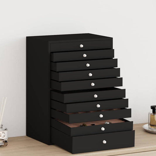 Boîte à bijoux 10 niveaux avec porte-montres Noir 29x20,5x40,5 cm