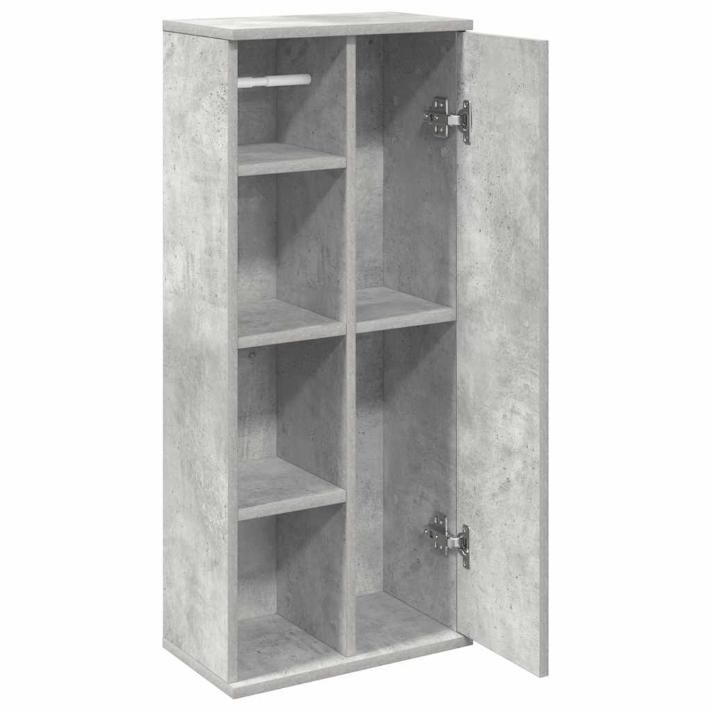 Badezimmerschrank mit Rollenhalter Betongrau 39x22x90 cm