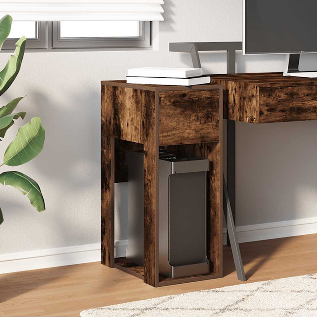 Computer Cabinet with Drawer Smoked Oak 30x44x74 cm
