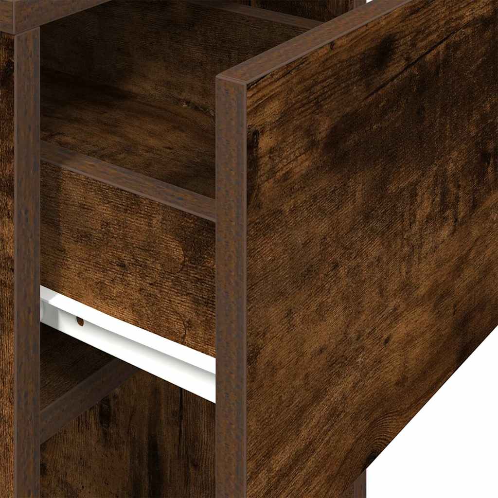 Computer Cabinet with Drawer Smoked Oak 30x44x74 cm