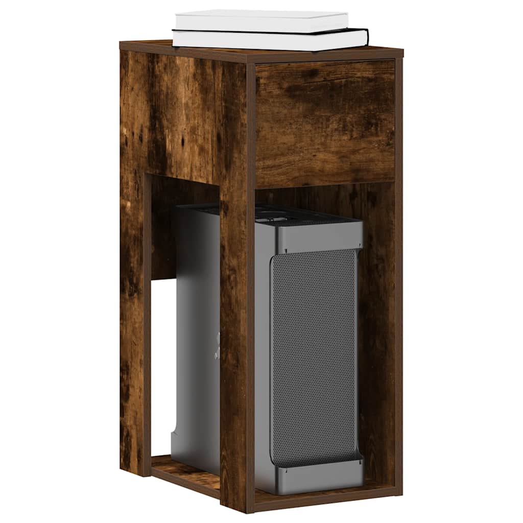 Computer Cabinet with Drawer Smoked Oak 30x44x74 cm