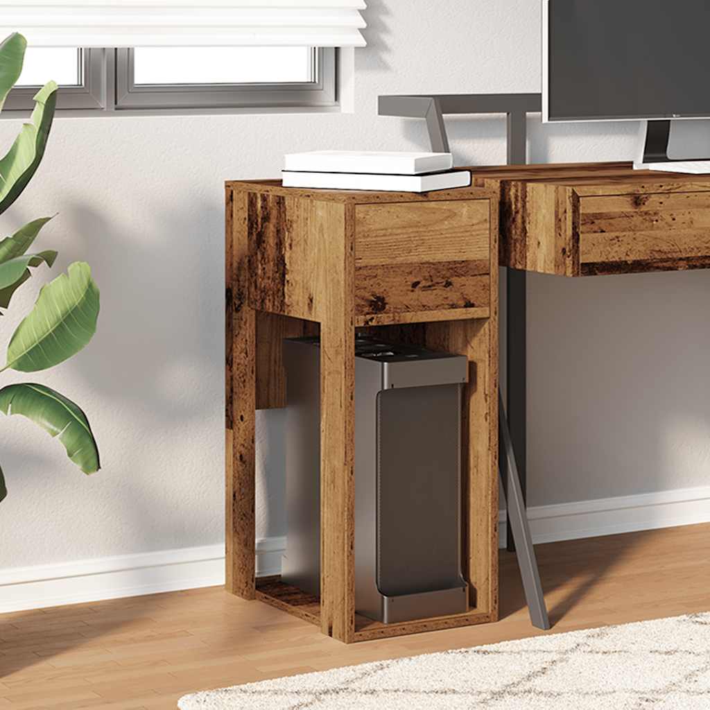 Computer Cabinet with Drawer, Reclaimed Wood Look, 30x44x74 cm