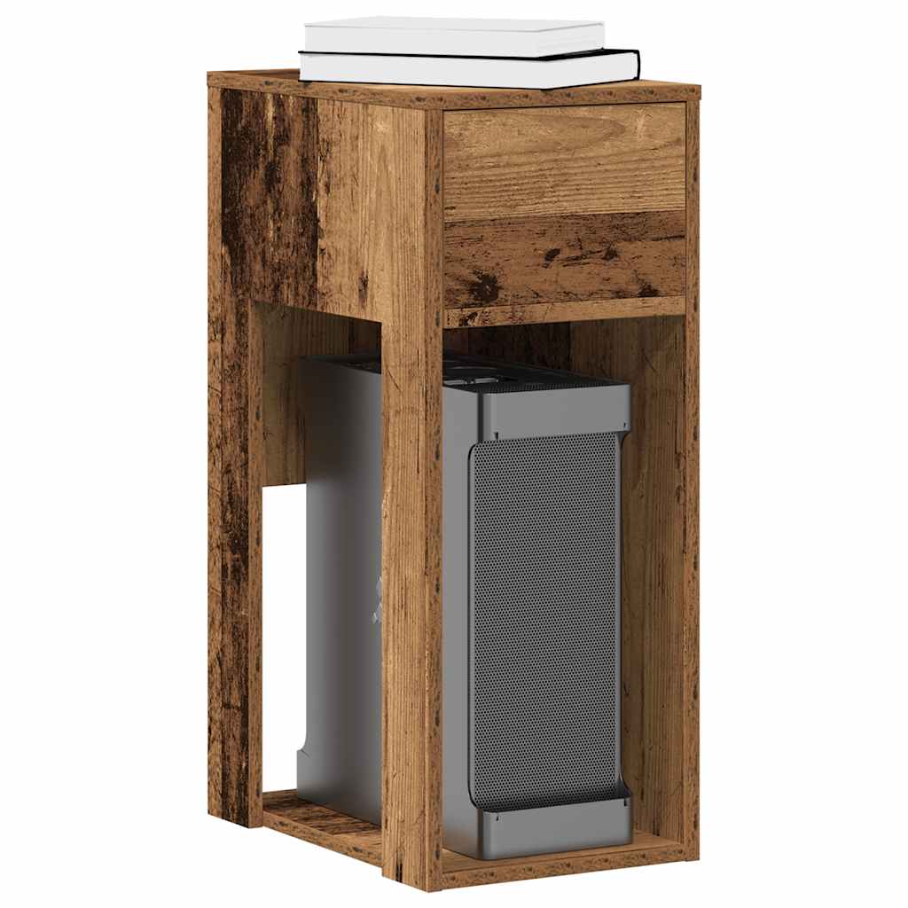 Computer Cabinet with Drawer, Reclaimed Wood Look, 30x44x74 cm