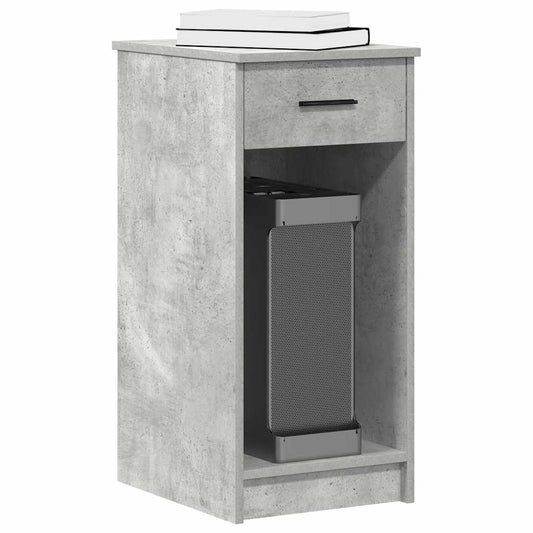 Meuble informatique avec tiroir gris béton 35x45x77 cm
