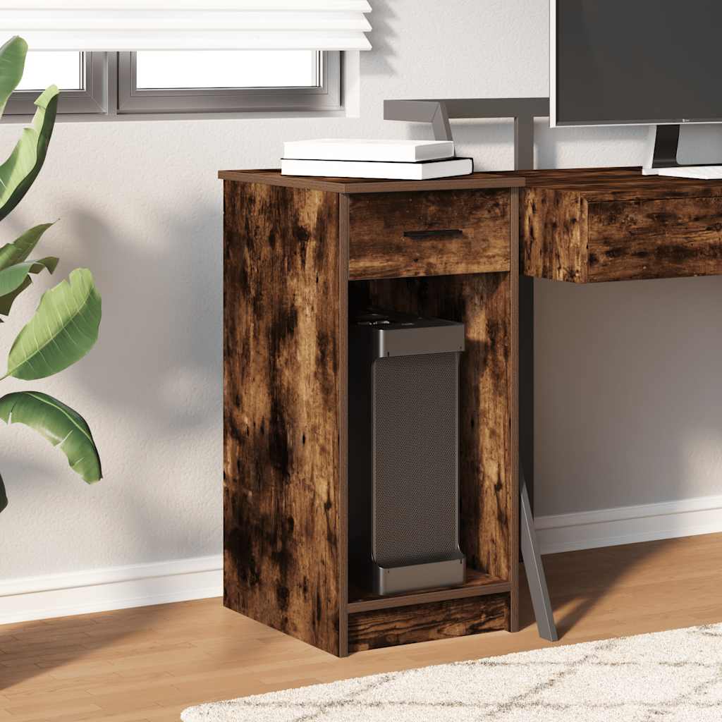 Computer Cabinet with Drawer Smoked Oak 35x45x77 cm