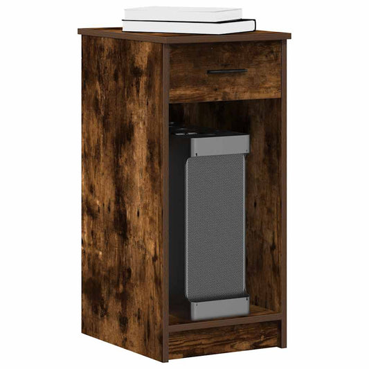 Meuble ordinateur avec tiroir chêne fumé 35x45x77 cm