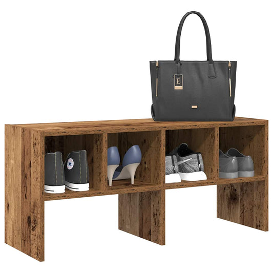 Stackable Shoe Rack Reclaimed Wood Look 89.5x30x40 cm
