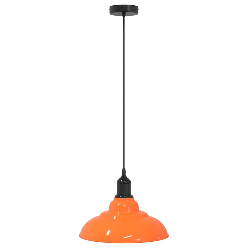 Height-Adjustable Pendant Light E27 Orange Glossy Ø31cm Metal