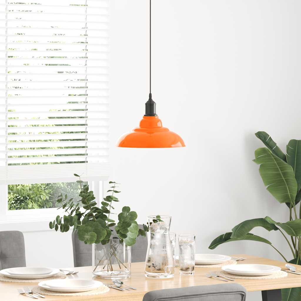 Height-Adjustable Pendant Light E27 Orange Glossy Ø31cm Metal