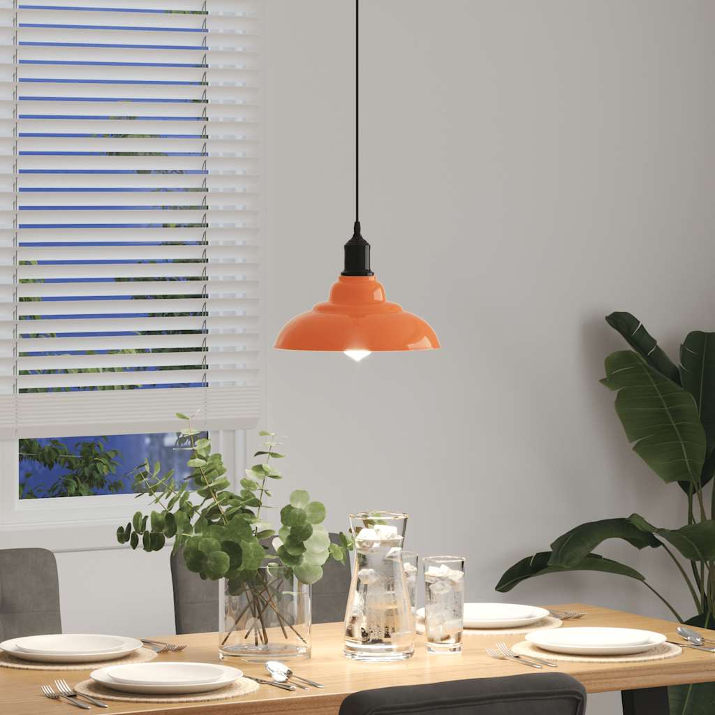 Height-Adjustable Pendant Light E27 Orange Glossy Ø31cm Metal