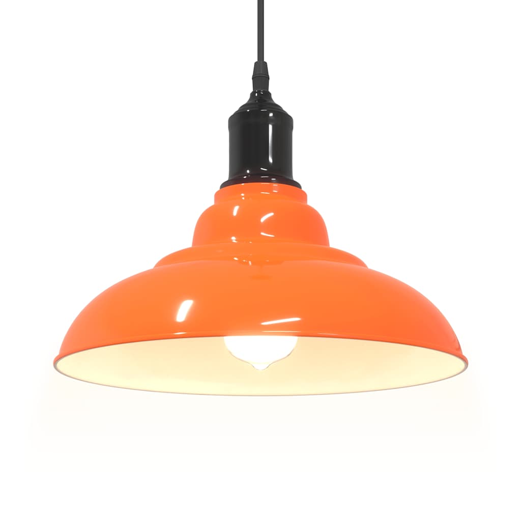 Height-Adjustable Pendant Light E27 Orange Glossy Ø31cm Metal
