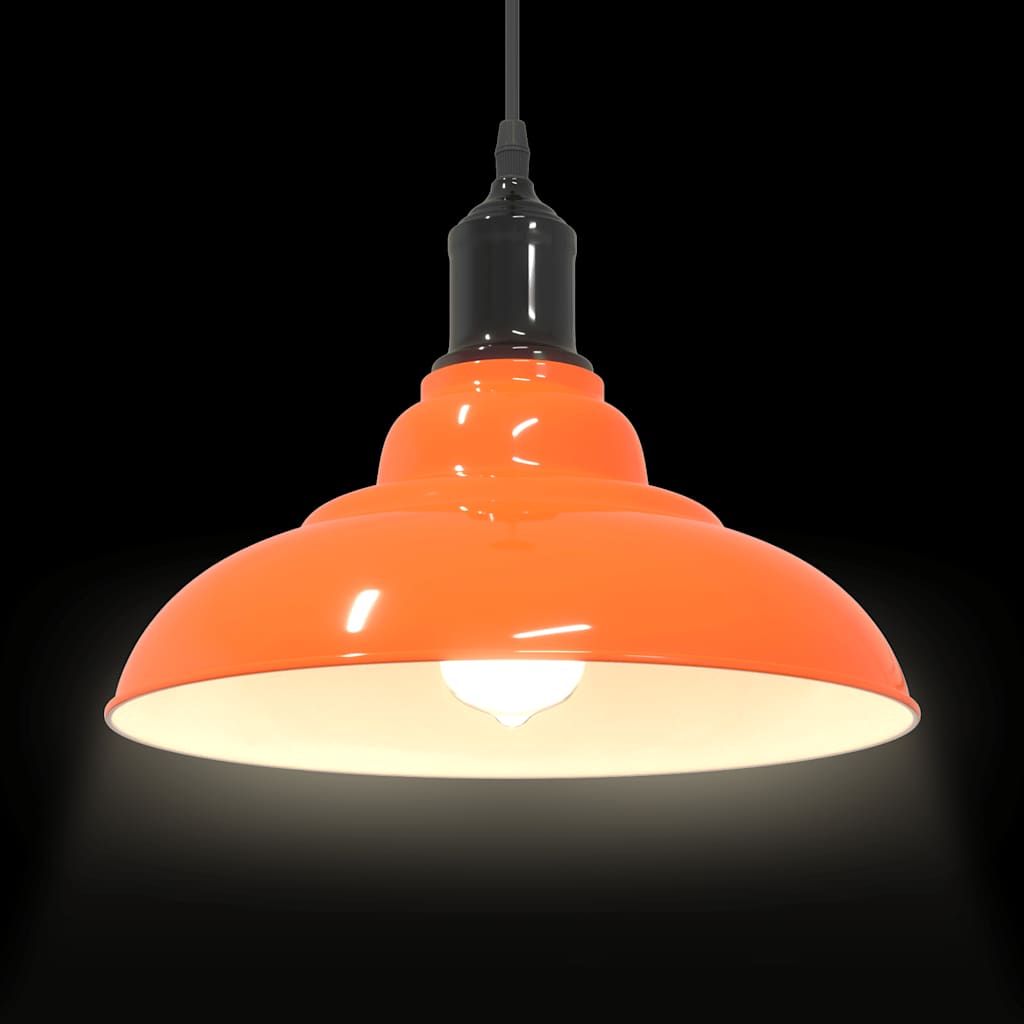 Height-Adjustable Pendant Light E27 Orange Glossy Ø31cm Metal