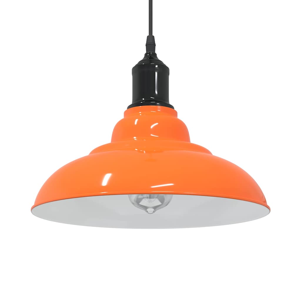 Height-Adjustable Pendant Light E27 Orange Glossy Ø31cm Metal