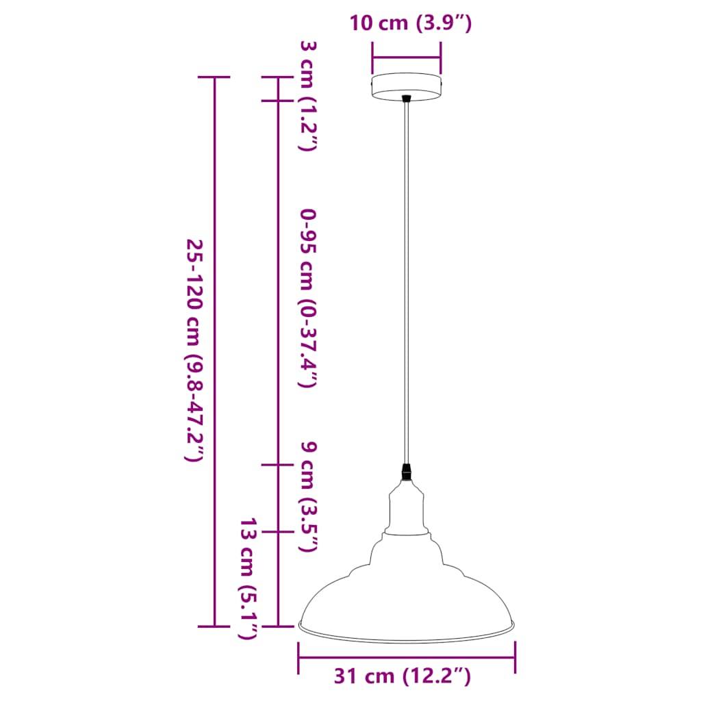 Suspension réglable E27 Rouge Brillant Ø 31 cm Métal