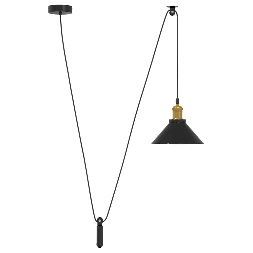 Height-Adjustable Pendant Light E27 Glossy Black Ø 22 cm