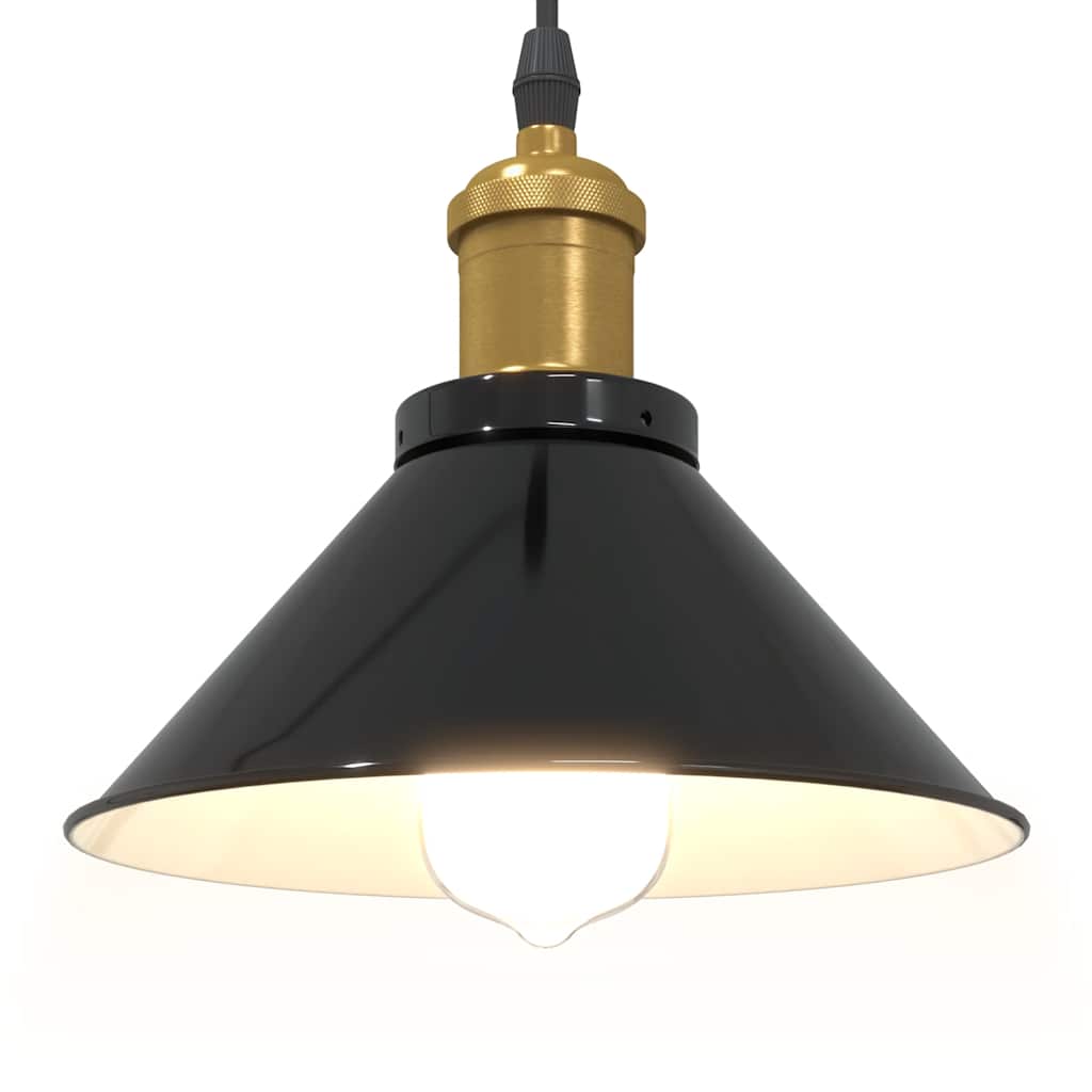 Height-Adjustable Pendant Light E27 Glossy Black Ø 22 cm