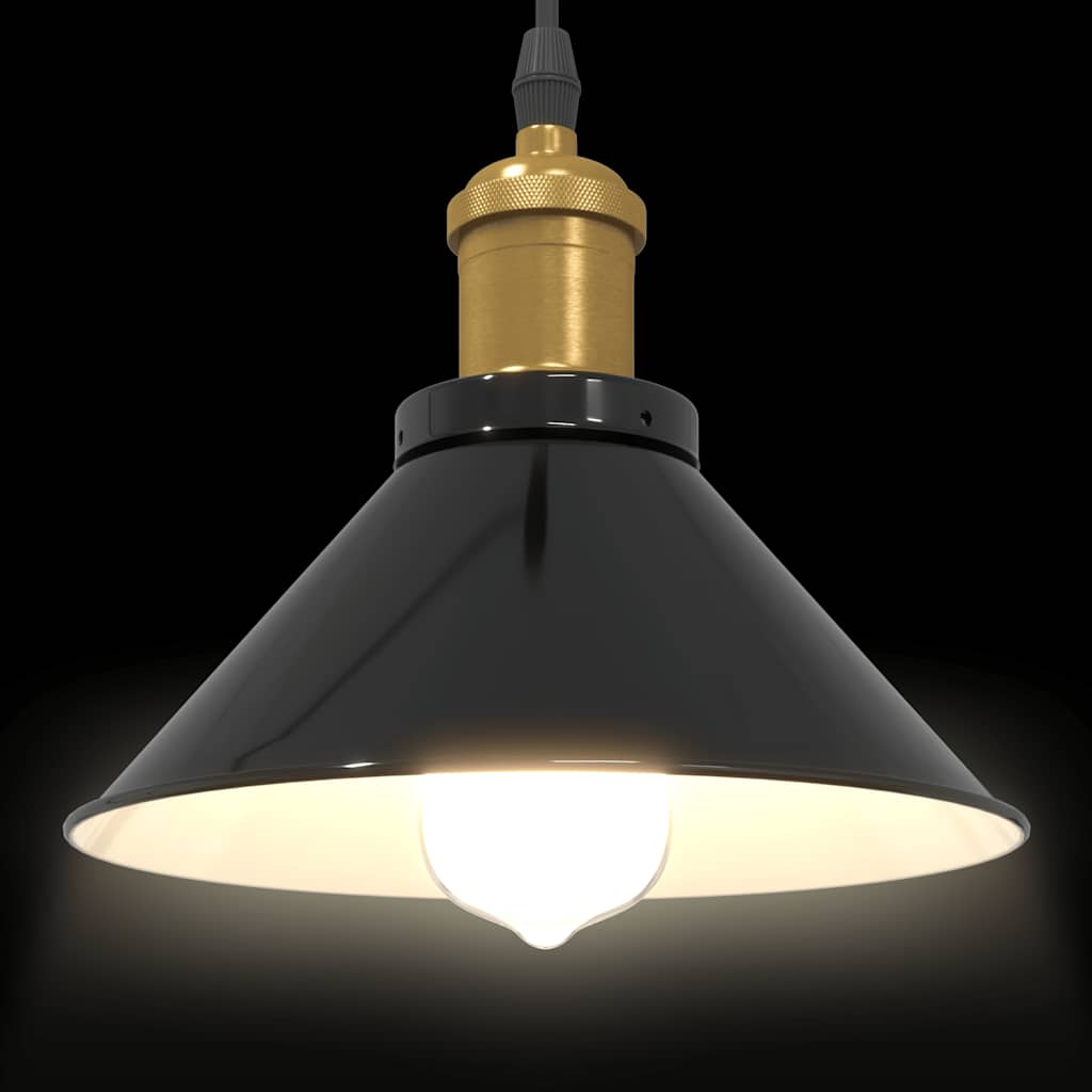 Height-Adjustable Pendant Light E27 Glossy Black Ø 22 cm