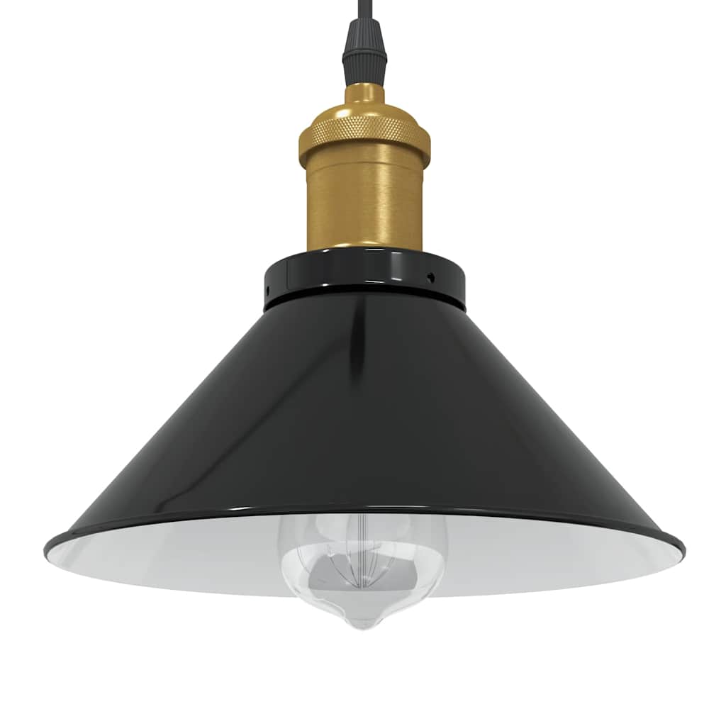 Height-Adjustable Pendant Light E27 Glossy Black Ø 22 cm