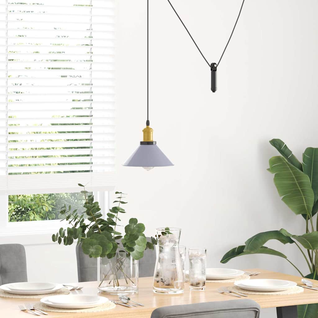 Suspension réglable E27 Gris Brillant Ø 22 cm Métal