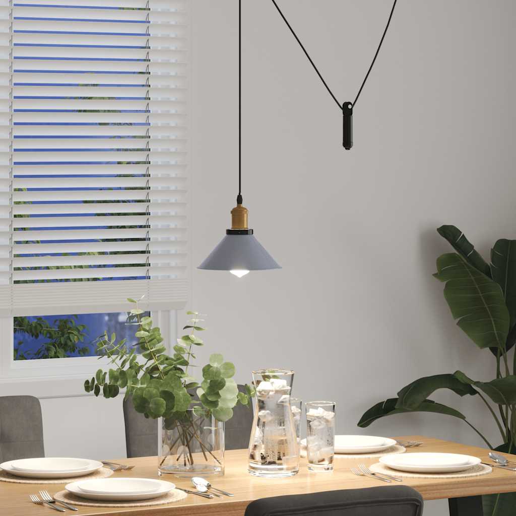 Suspension réglable E27 Gris Brillant Ø 22 cm Métal