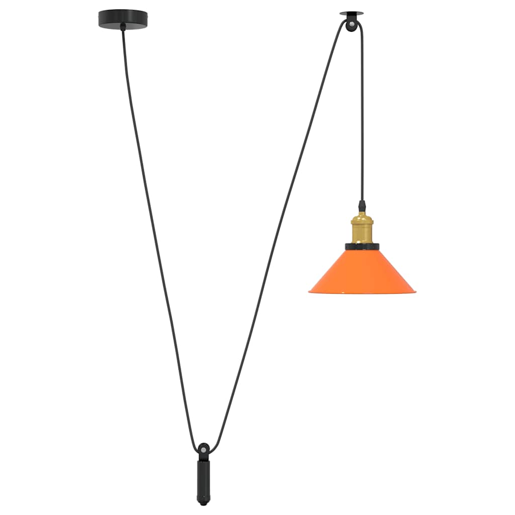 Pendant Light Height Adjustable E27 Orange Glossy Ø22cm Metal
