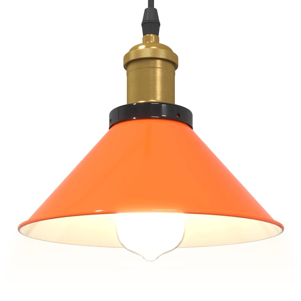 Pendant Light Height Adjustable E27 Orange Glossy Ø22cm Metal