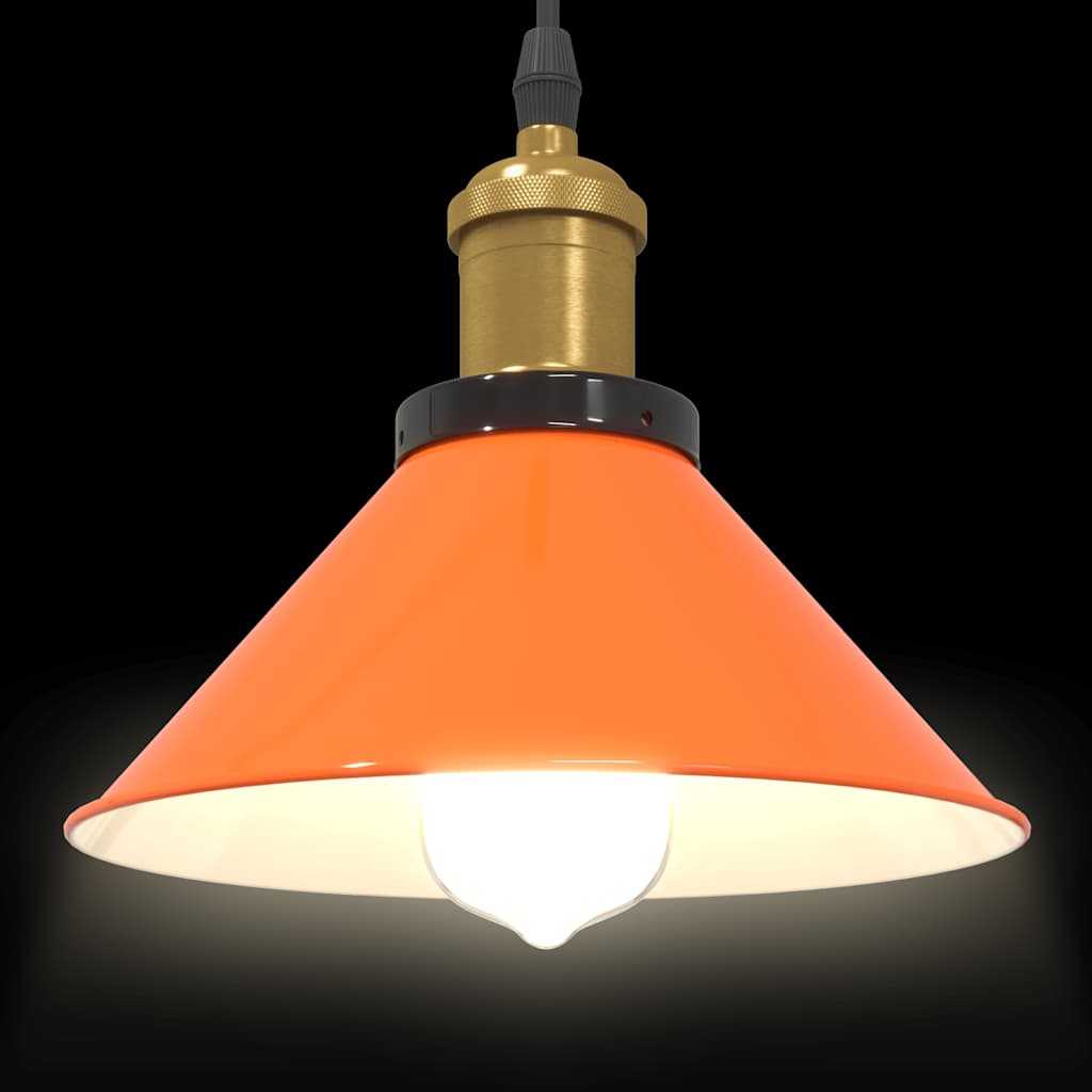 Pendant Light Height Adjustable E27 Orange Glossy Ø22cm Metal