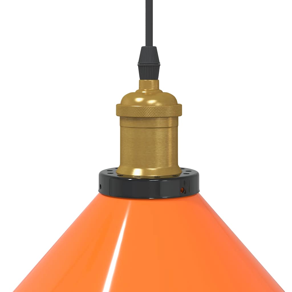 Pendant Light Height Adjustable E27 Orange Glossy Ø22cm Metal