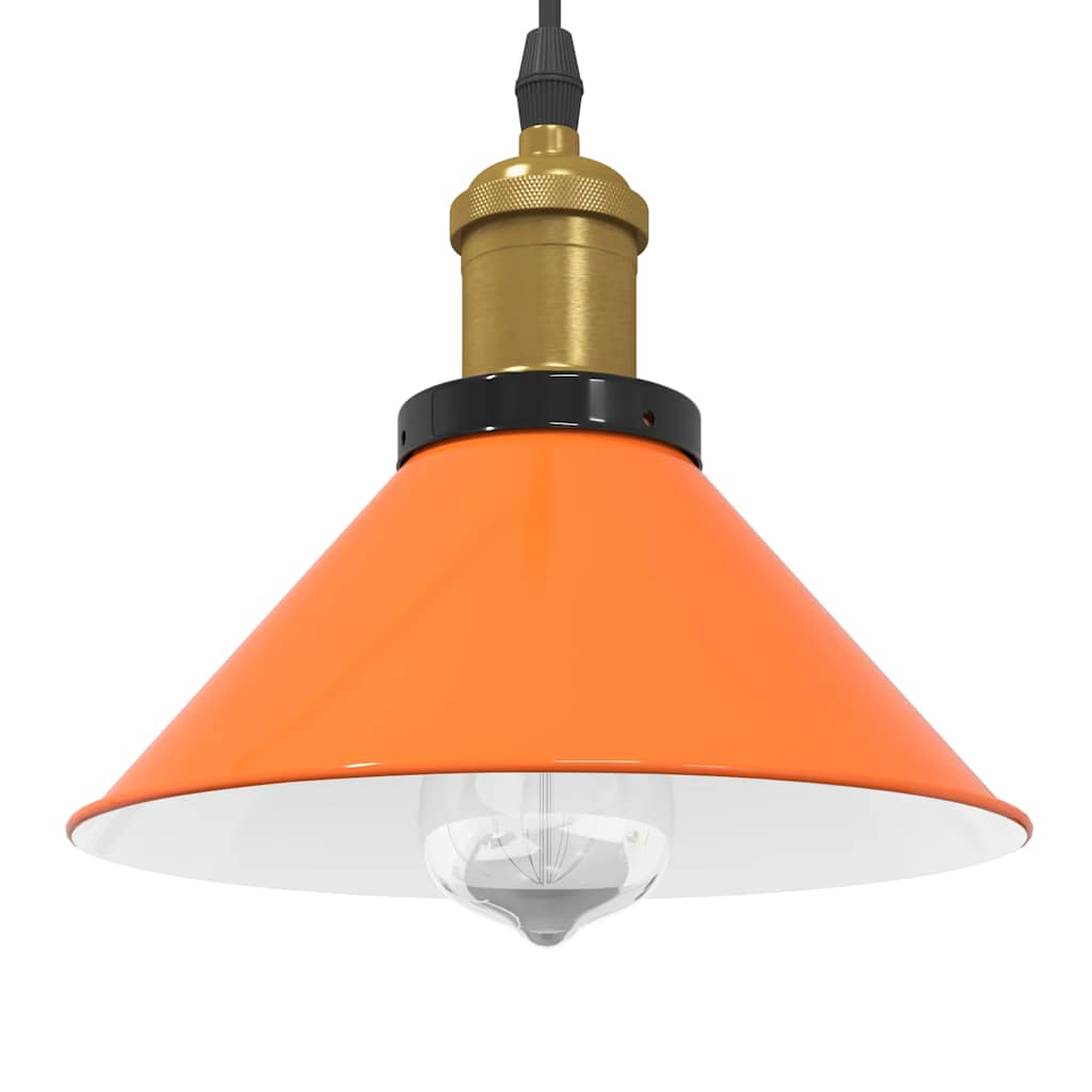 Pendant Light Height Adjustable E27 Orange Glossy Ø22cm Metal