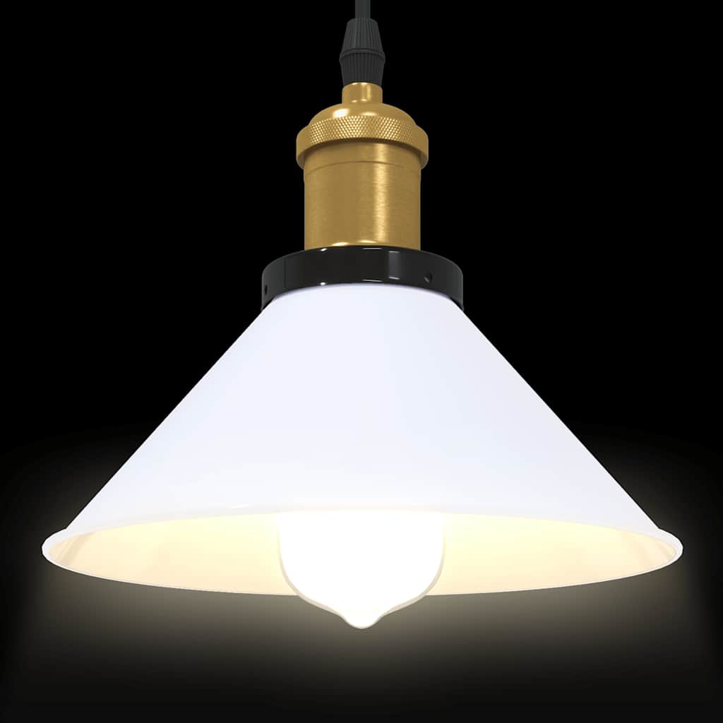 Height-Adjustable Pendant Light E27 Glossy White Ø 22 cm Metal