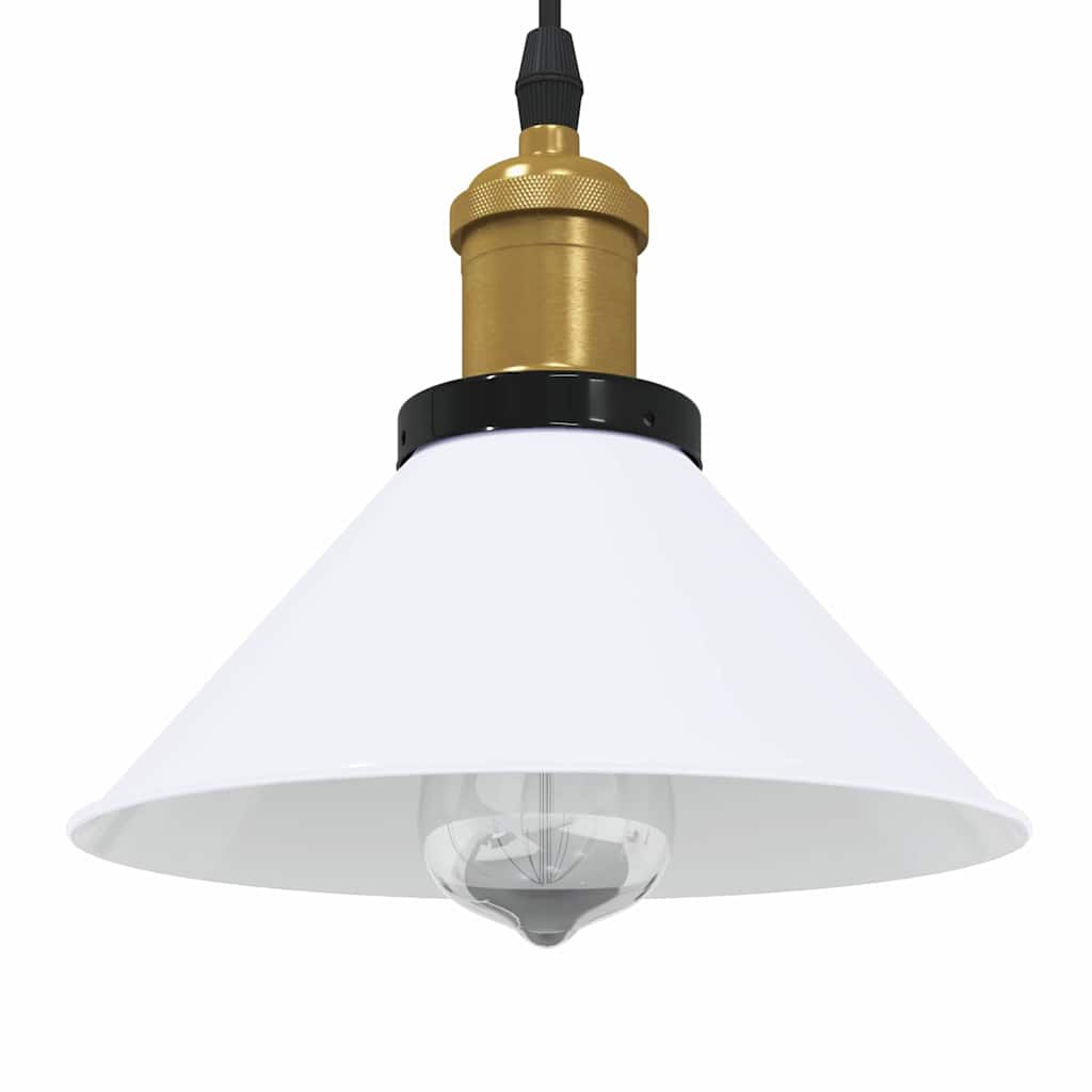 Height-Adjustable Pendant Light E27 Glossy White Ø 22 cm Metal