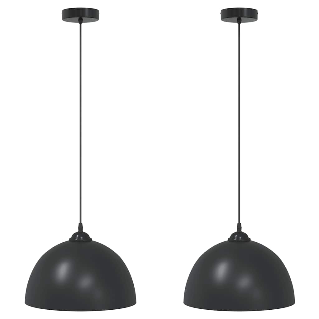 Pendant Lights 2 pcs. Height-adjustable E27 Black Ø30cm Metal
