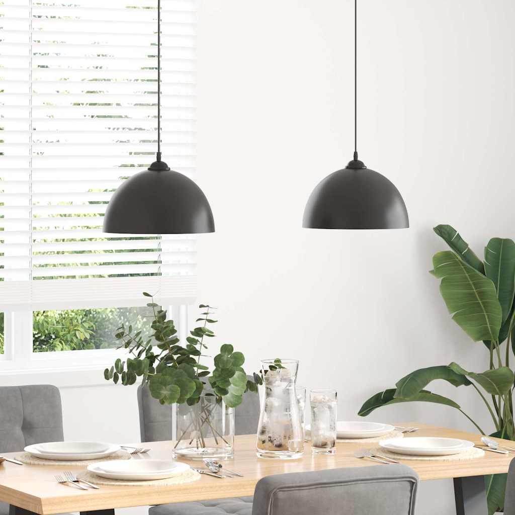 Pendant Lights 2 pcs. Height-adjustable E27 Black Ø30cm Metal