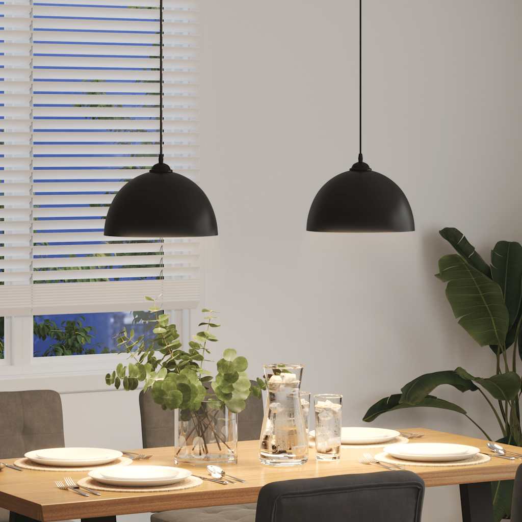 Pendant Lights 2 pcs. Height-adjustable E27 Black Ø30cm Metal