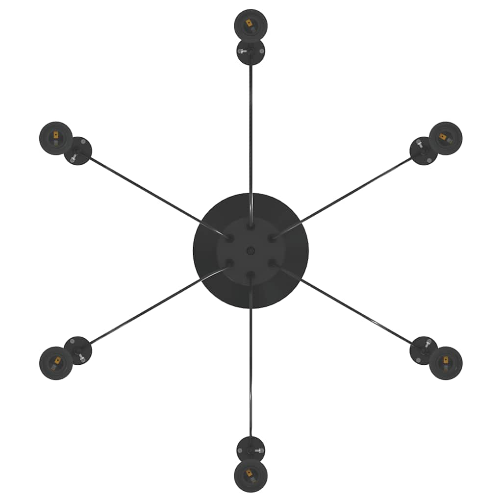 Pendant Lamp with 6 Sockets E27 Black Metal