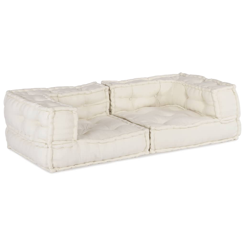 Canapé modulable 2 places Crème 140x70x36 cm Tissu