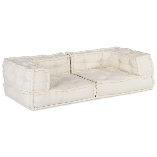 2-Seater Modular Sofa Cream 140x70x36 cm Fabric